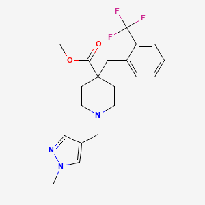 molecular formula C21H26F3N3O2 B4925008 ethyl 1-[(1-methyl-1H-pyrazol-4-yl)methyl]-4-[2-(trifluoromethyl)benzyl]-4-piperidinecarboxylate 