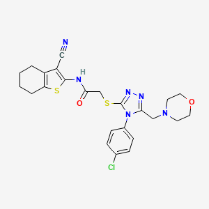 molecular formula C24H25ClN6O2S2 B4925045 2-{[4-(4-chlorophenyl)-5-(4-morpholinylmethyl)-4H-1,2,4-triazol-3-yl]thio}-N-(3-cyano-4,5,6,7-tetrahydro-1-benzothien-2-yl)acetamide 