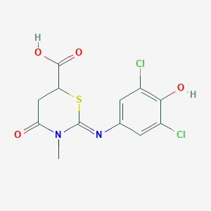 2-[(3,5-dichloro-4-hydroxyphenyl)imino]-3-methyl-4-oxo-1,3-thiazinane-6-carboxylic acid