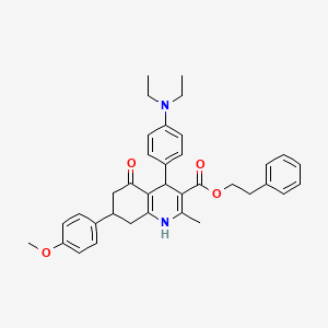 molecular formula C36H40N2O4 B4925064 2-phenylethyl 4-[4-(diethylamino)phenyl]-7-(4-methoxyphenyl)-2-methyl-5-oxo-1,4,5,6,7,8-hexahydro-3-quinolinecarboxylate 
