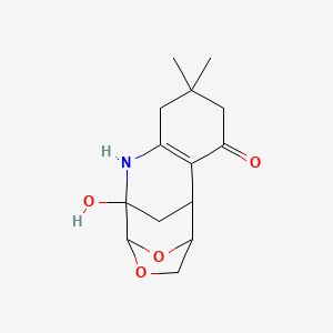 9-hydroxy-5,5-dimethyl-11,15-dioxa-8-azatetracyclo[7.4.1.1~10,13~.0~2,7~]pentadec-2(7)-en-3-one
