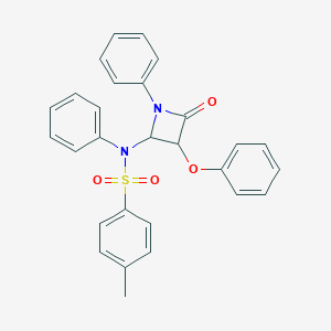 molecular formula C28H24N2O4S B492519 4-methyl-N-(4-oxo-3-phenoxy-1-phenyl-2-azetidinyl)-N-phenylbenzenesulfonamide 