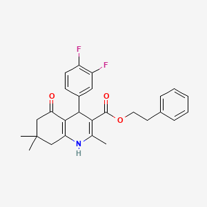 2-phenylethyl 4-(3,4-difluorophenyl)-2,7,7-trimethyl-5-oxo-1,4,5,6,7,8-hexahydro-3-quinolinecarboxylate