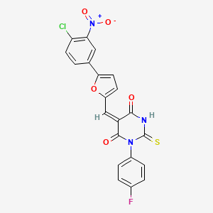 molecular formula C21H11ClFN3O5S B4925222 5-{[5-(4-chloro-3-nitrophenyl)-2-furyl]methylene}-1-(4-fluorophenyl)-2-thioxodihydro-4,6(1H,5H)-pyrimidinedione 