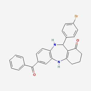molecular formula C26H21BrN2O2 B4925225 7-benzoyl-11-(4-bromophenyl)-2,3,4,5,10,11-hexahydro-1H-dibenzo[b,e][1,4]diazepin-1-one 