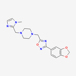 molecular formula C19H22N6O3 B4925240 1-{[3-(1,3-benzodioxol-5-yl)-1,2,4-oxadiazol-5-yl]methyl}-4-[(1-methyl-1H-imidazol-2-yl)methyl]piperazine 