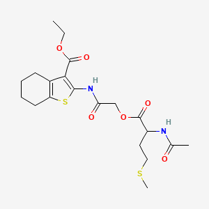 molecular formula C20H28N2O6S2 B4925245 ethyl 2-({[(N-acetylmethionyl)oxy]acetyl}amino)-4,5,6,7-tetrahydro-1-benzothiophene-3-carboxylate 