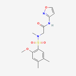 molecular formula C15H19N3O5S B4925250 N~1~-3-isoxazolyl-N~2~-[(2-methoxy-4,5-dimethylphenyl)sulfonyl]-N~2~-methylglycinamide 
