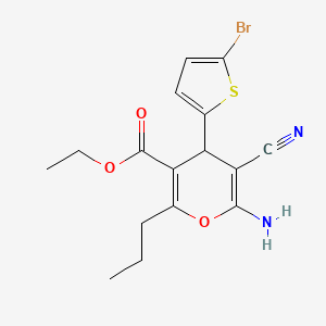 molecular formula C16H17BrN2O3S B4925304 ethyl 6-amino-4-(5-bromo-2-thienyl)-5-cyano-2-propyl-4H-pyran-3-carboxylate 