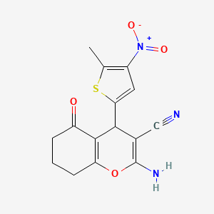 molecular formula C15H13N3O4S B4925352 2-amino-4-(5-methyl-4-nitro-2-thienyl)-5-oxo-5,6,7,8-tetrahydro-4H-chromene-3-carbonitrile 