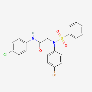 molecular formula C20H16BrClN2O3S B4925362 N~2~-(4-bromophenyl)-N~1~-(4-chlorophenyl)-N~2~-(phenylsulfonyl)glycinamide 