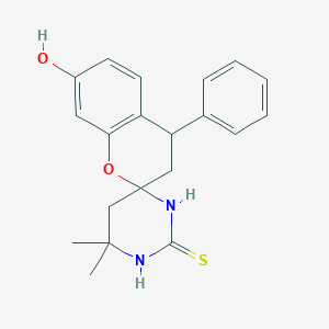 molecular formula C20H22N2O2S B492540 4',4'-dimethyl-4-phenyl-7-hydroxy-1',3',5',6'-tetrahydrospiro[chromane-2,6'-pyrimidine]-2'(1'H)-thione 