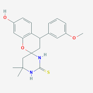 molecular formula C21H24N2O3S B492541 4',4'-dimethyl-4-(3-methoxyphenyl)-7-hydroxy-1',3',5',6'-tetrahydrospiro[chromane-2,6'-pyrimidine]-2'(1'H)-thione 