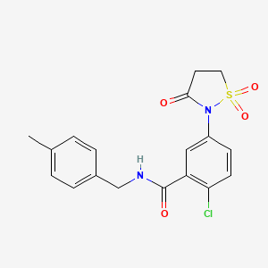 molecular formula C18H17ClN2O4S B4925463 2-chloro-5-(1,1-dioxido-3-oxo-2-isothiazolidinyl)-N-(4-methylbenzyl)benzamide 