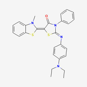 molecular formula C27H26N4OS2 B4925476 2-{[4-(diethylamino)phenyl]imino}-5-(3-methyl-1,3-benzothiazol-2(3H)-ylidene)-3-phenyl-1,3-thiazolidin-4-one 