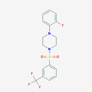 molecular formula C17H16F4N2O2S B492551 1-(2-Fluorophenyl)-4-[3-(trifluoromethyl)benzenesulfonyl]piperazine CAS No. 667911-93-5