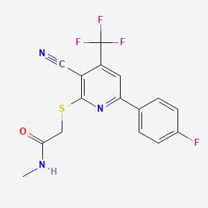 molecular formula C16H11F4N3OS B4925516 2-{[3-cyano-6-(4-fluorophenyl)-4-(trifluoromethyl)-2-pyridinyl]thio}-N-methylacetamide 