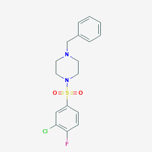 molecular formula C17H18ClFN2O2S B492557 1-Benzyl-4-[(3-chloro-4-fluorophenyl)sulfonyl]piperazine 