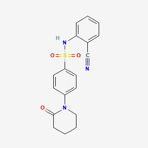 molecular formula C18H17N3O3S B4925593 N-(2-cyanophenyl)-4-(2-oxo-1-piperidinyl)benzenesulfonamide 