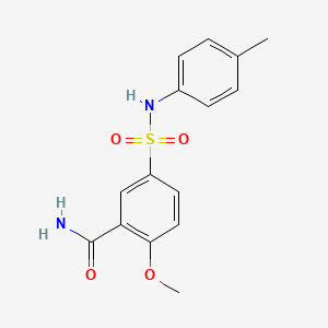 molecular formula C15H16N2O4S B4925623 2-methoxy-5-{[(4-methylphenyl)amino]sulfonyl}benzamide 