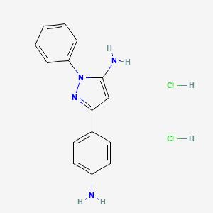 molecular formula C15H16Cl2N4 B4925761 3-(4-aminophenyl)-1-phenyl-1H-pyrazol-5-amine dihydrochloride 