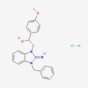 molecular formula C23H24ClN3O2 B4925772 2-(3-benzyl-2-imino-2,3-dihydro-1H-benzimidazol-1-yl)-1-(4-methoxyphenyl)ethanol hydrochloride 