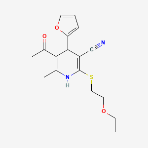 molecular formula C17H20N2O3S B4925809 5-acetyl-2-[(2-ethoxyethyl)thio]-4-(2-furyl)-6-methyl-1,4-dihydro-3-pyridinecarbonitrile 