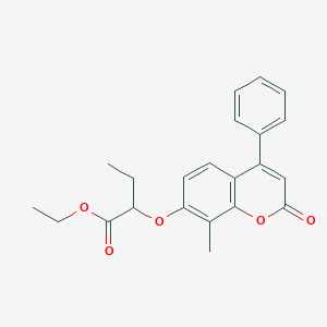 molecular formula C22H22O5 B4925905 ethyl 2-[(8-methyl-2-oxo-4-phenyl-2H-chromen-7-yl)oxy]butanoate 