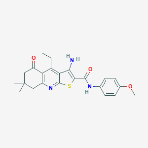 3-amino-4-ethyl-N-(4-methoxyphenyl)-7,7-dimethyl-5-oxo-6,8-dihydrothieno[2,3-b]quinoline-2-carboxamide