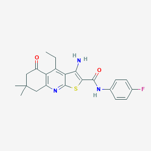 3-amino-4-ethyl-N-(4-fluorophenyl)-7,7-dimethyl-5-oxo-6,8-dihydrothieno[2,3-b]quinoline-2-carboxamide