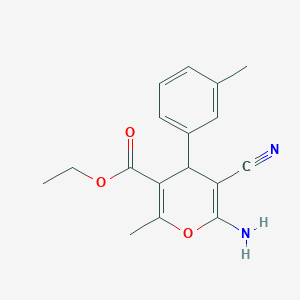 molecular formula C17H18N2O3 B4925980 ethyl 6-amino-5-cyano-2-methyl-4-(3-methylphenyl)-4H-pyran-3-carboxylate 
