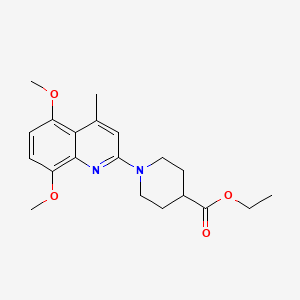 molecular formula C20H26N2O4 B4925993 ethyl 1-(5,8-dimethoxy-4-methyl-2-quinolinyl)-4-piperidinecarboxylate 