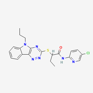 molecular formula C21H21ClN6OS B4925994 N-(5-chloro-2-pyridinyl)-2-[(5-propyl-5H-[1,2,4]triazino[5,6-b]indol-3-yl)thio]butanamide 