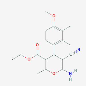molecular formula C19H22N2O4 B4926036 ethyl 6-amino-5-cyano-4-(4-methoxy-2,3-dimethylphenyl)-2-methyl-4H-pyran-3-carboxylate 