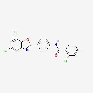 molecular formula C21H13Cl3N2O2 B4926045 2-chloro-N-[4-(5,7-dichloro-1,3-benzoxazol-2-yl)phenyl]-4-methylbenzamide 