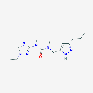 molecular formula C13H21N7O B4926061 N'-(1-ethyl-1H-1,2,4-triazol-3-yl)-N-methyl-N-[(5-propyl-1H-pyrazol-3-yl)methyl]urea 