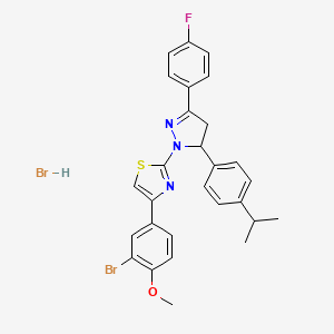 molecular formula C28H26Br2FN3OS B4926068 4-(3-bromo-4-methoxyphenyl)-2-[3-(4-fluorophenyl)-5-(4-isopropylphenyl)-4,5-dihydro-1H-pyrazol-1-yl]-1,3-thiazole hydrobromide 