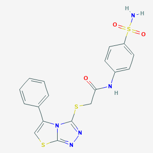 molecular formula C18H15N5O3S3 B492607 2-((5-phenylthiazolo[2,3-c][1,2,4]triazol-3-yl)thio)-N-(4-sulfamoylphenyl)acetamide CAS No. 667912-71-2