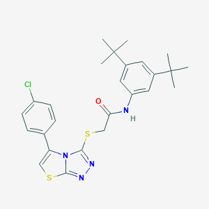2-[[5-(4-chlorophenyl)-[1,3]thiazolo[2,3-c][1,2,4]triazol-3-yl]sulfanyl]-N-(3,5-ditert-butylphenyl)acetamide