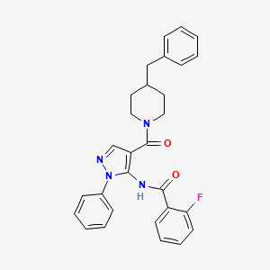 molecular formula C29H27FN4O2 B4926101 N-{4-[(4-benzyl-1-piperidinyl)carbonyl]-1-phenyl-1H-pyrazol-5-yl}-2-fluorobenzamide 