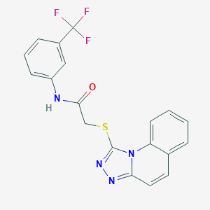 molecular formula C19H13F3N4OS B492614 2-([1,2,4]triazolo[4,3-a]quinolin-1-ylsulfanyl)-N-[3-(trifluoromethyl)phenyl]acetamide CAS No. 671199-22-7