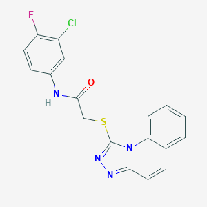 molecular formula C18H12ClFN4OS B492615 N-(3-chloro-4-fluorophenyl)-2-([1,2,4]triazolo[4,3-a]quinolin-1-ylsulfanyl)acetamide CAS No. 671199-23-8