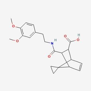 molecular formula C21H25NO5 B4926162 3-({[2-(3,4-dimethoxyphenyl)ethyl]amino}carbonyl)spiro[bicyclo[2.2.1]heptane-7,1'-cyclopropane]-5-ene-2-carboxylic acid 