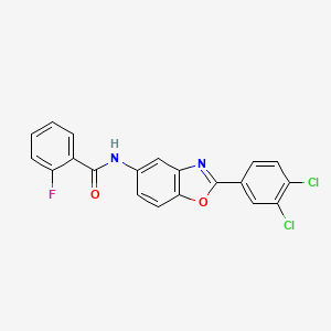 molecular formula C20H11Cl2FN2O2 B4926179 N-[2-(3,4-dichlorophenyl)-1,3-benzoxazol-5-yl]-2-fluorobenzamide 