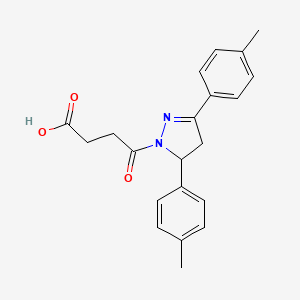 molecular formula C21H22N2O3 B4926206 4-[3,5-bis(4-methylphenyl)-4,5-dihydro-1H-pyrazol-1-yl]-4-oxobutanoic acid CAS No. 362490-59-3