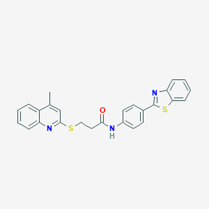N-[4-(1,3-benzothiazol-2-yl)phenyl]-3-[(4-methyl-2-quinolinyl)sulfanyl]propanamide