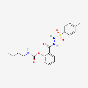 molecular formula C19H23N3O5S B4926230 2-({2-[(4-methylphenyl)sulfonyl]hydrazino}carbonyl)phenyl butylcarbamate 