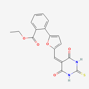ethyl 2-{5-[(4,6-dioxo-2-thioxotetrahydro-5(2H)-pyrimidinylidene)methyl]-2-furyl}benzoate