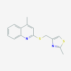 molecular formula C15H14N2S2 B492624 2-Methyl-4-(((4-methylquinolin-2-yl)thio)methyl)thiazole CAS No. 667912-85-8