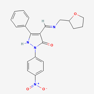 molecular formula C21H20N4O4 B4926256 2-(4-nitrophenyl)-5-phenyl-4-{[(tetrahydro-2-furanylmethyl)amino]methylene}-2,4-dihydro-3H-pyrazol-3-one 